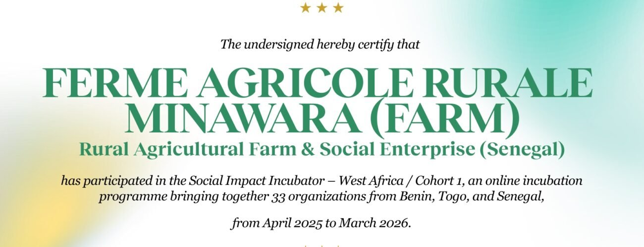 Certificat de participation FARM (BaySaWaar) au Social Impact Incubator West Africa Cohorte 1, Segal Family Foundation, 30 mars 2026